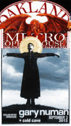 Gary Numan 2013 Venue Poster Oakland